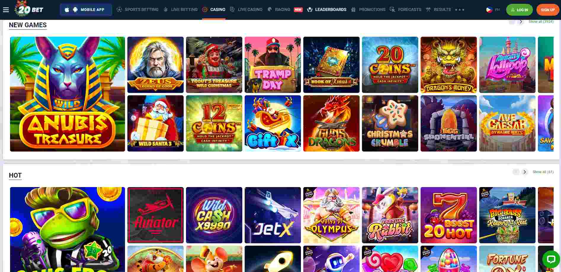20bet casino games