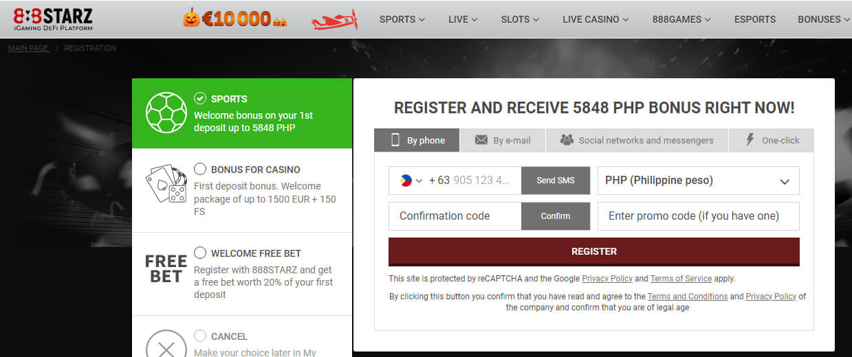 888Starz registration