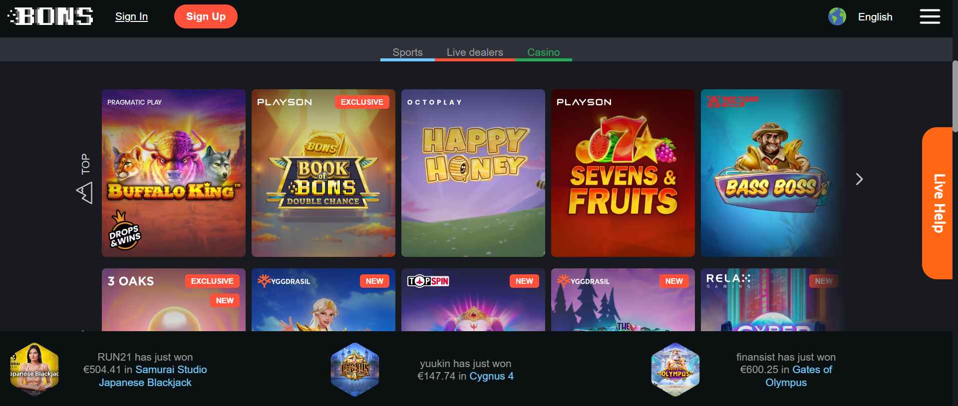 Bons Philippines casino games