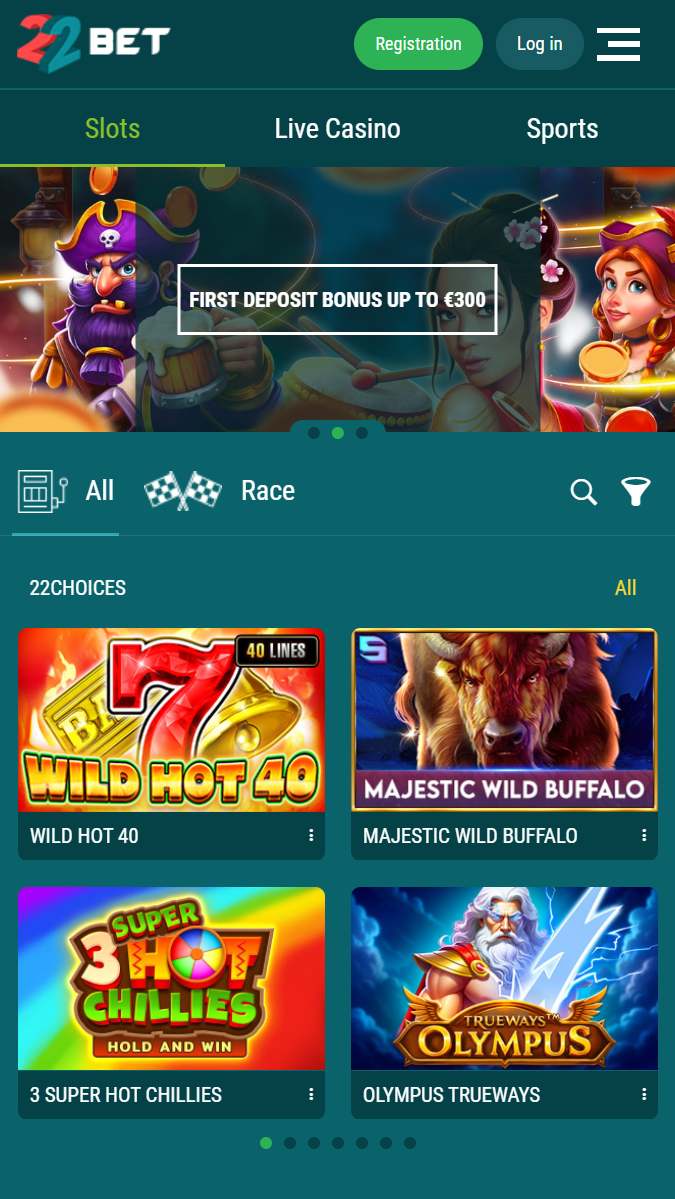 Exclusive casino games at 22Bet