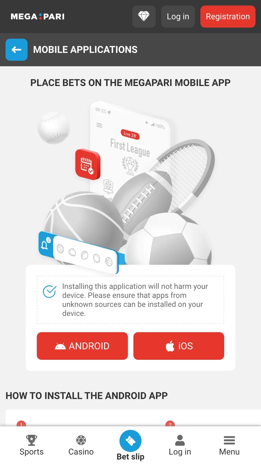 Megapari mobile application
