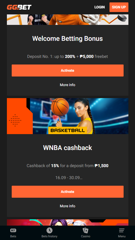 GGBet sport bonuses